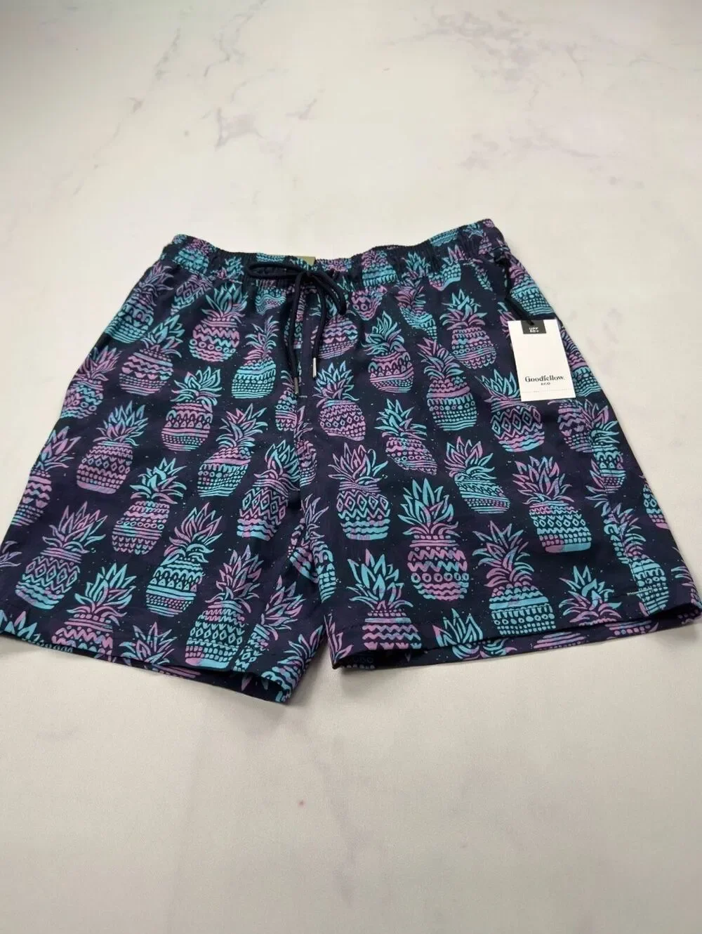 Goodfellow & Co Swim Trunks Navy Pineapple Print - Mens S NWT